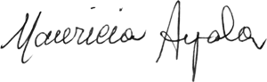 Firma de Mauricia Ayala Firma autógrafa de Mauricia Ayala, artista argentina.
